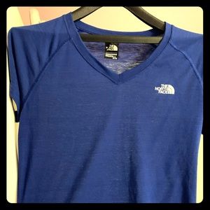 North Face dark blue short sleeved shirt